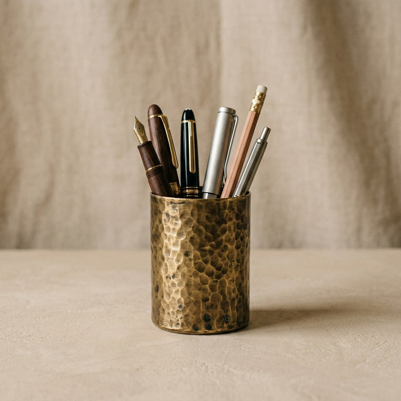 Hammered Brass Pen Stand — main view