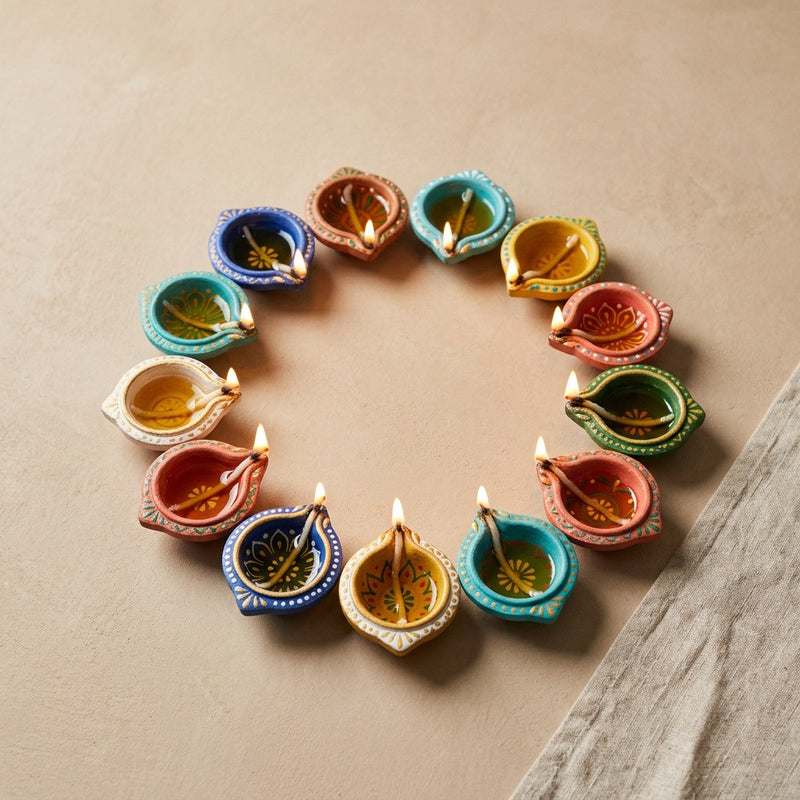 Handpainted Terracotta Diyas — main view