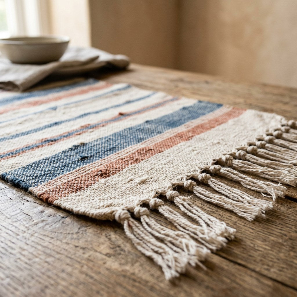 Handwoven Cotton Table Runner — close-up detail
