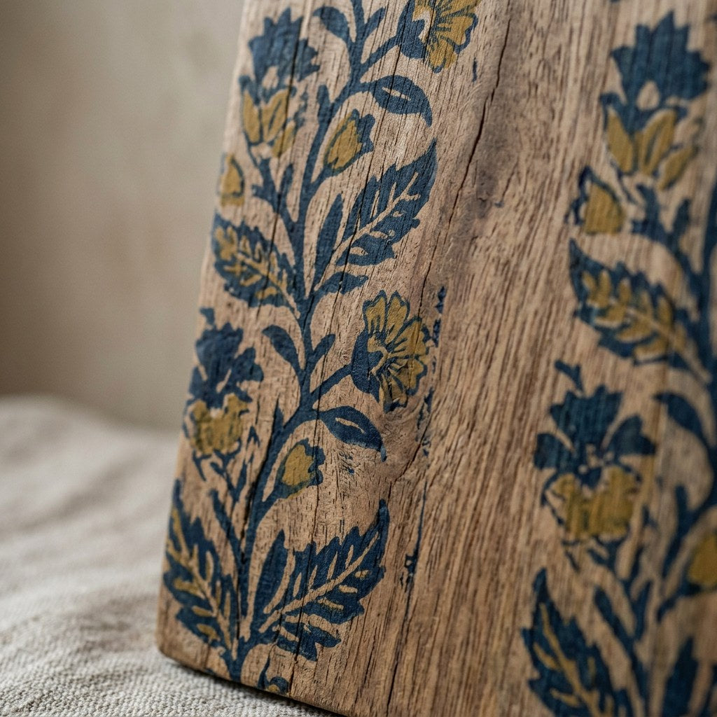 Mango Wood Block Print Panel — close-up detail